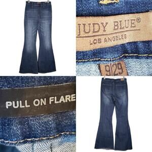 Judy Blue Jeans Womens Pull On High Rise Hippie Super Flare Leg Blue Size 9/29